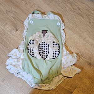 Green Pumpkin-Themed Kids Dress